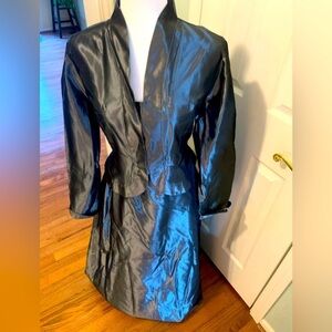 Debbie Shuchat taffeta 2 pc top&maxi skirt, size L
